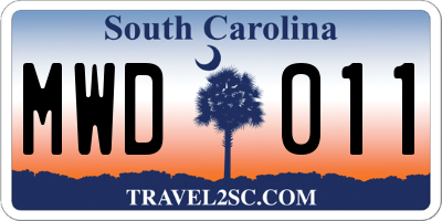 SC license plate MWD011