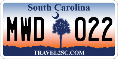 SC license plate MWD022