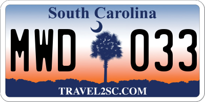 SC license plate MWD033