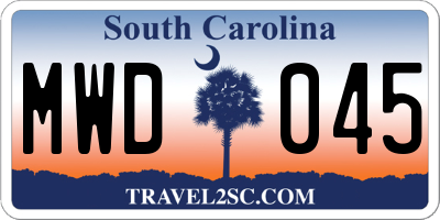 SC license plate MWD045