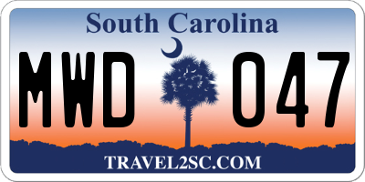 SC license plate MWD047