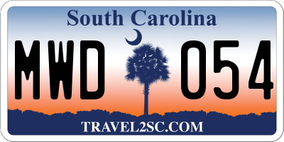 SC license plate MWD054