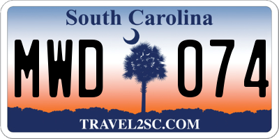 SC license plate MWD074