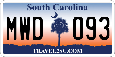 SC license plate MWD093