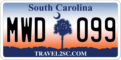 SC license plate MWD099