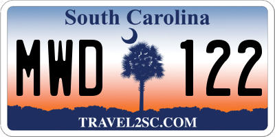 SC license plate MWD122