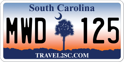 SC license plate MWD125
