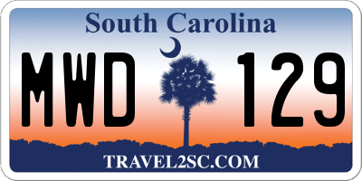 SC license plate MWD129