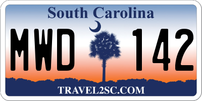 SC license plate MWD142