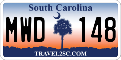 SC license plate MWD148