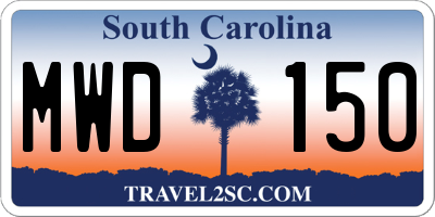 SC license plate MWD150
