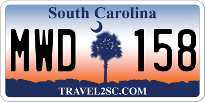 SC license plate MWD158