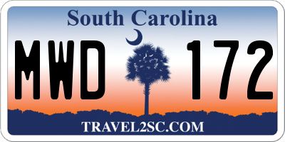 SC license plate MWD172