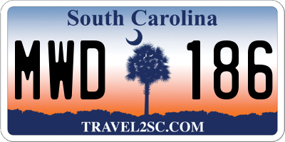 SC license plate MWD186