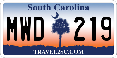 SC license plate MWD219