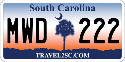 SC license plate MWD222