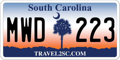 SC license plate MWD223