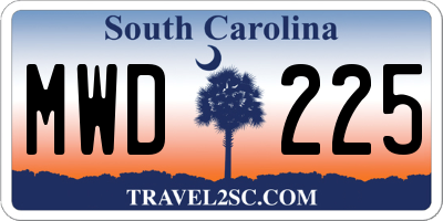 SC license plate MWD225