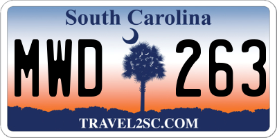SC license plate MWD263