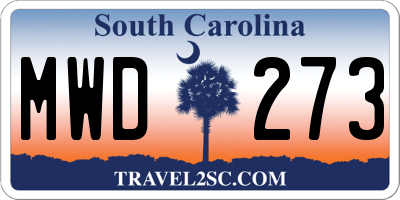 SC license plate MWD273