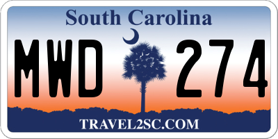 SC license plate MWD274