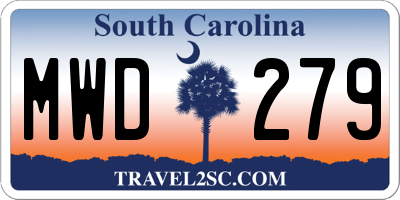 SC license plate MWD279