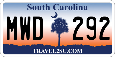 SC license plate MWD292