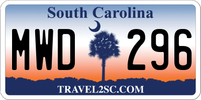 SC license plate MWD296