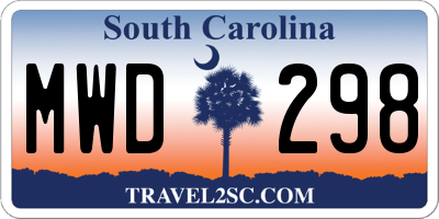 SC license plate MWD298