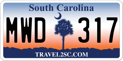 SC license plate MWD317