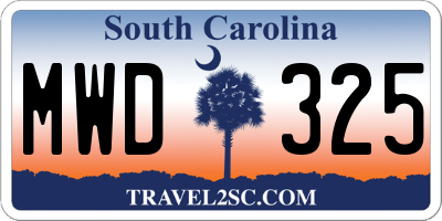 SC license plate MWD325