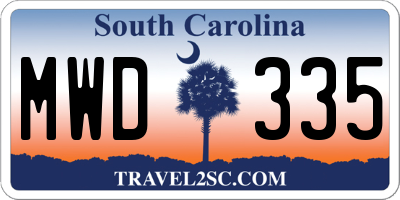 SC license plate MWD335