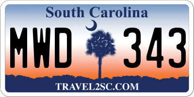 SC license plate MWD343