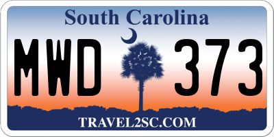 SC license plate MWD373