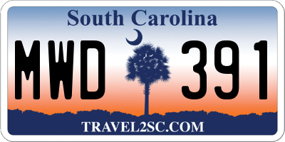 SC license plate MWD391