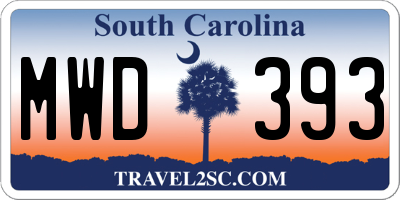 SC license plate MWD393