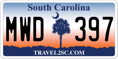 SC license plate MWD397