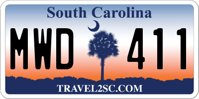 SC license plate MWD411
