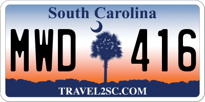 SC license plate MWD416