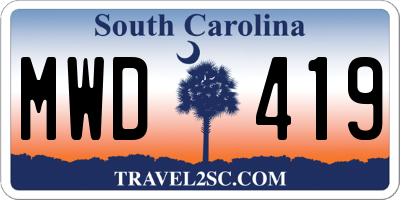 SC license plate MWD419