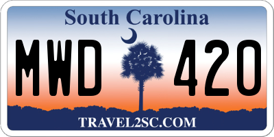SC license plate MWD420