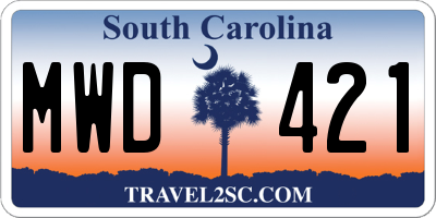 SC license plate MWD421