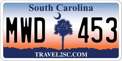 SC license plate MWD453