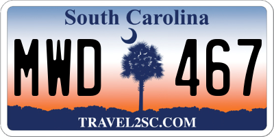 SC license plate MWD467