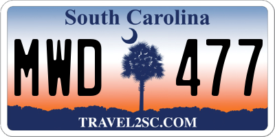 SC license plate MWD477