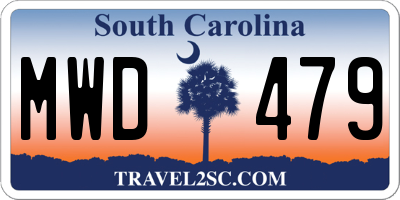 SC license plate MWD479