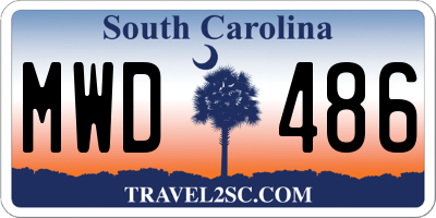 SC license plate MWD486