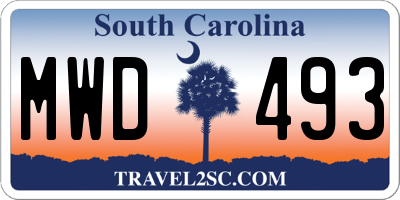SC license plate MWD493