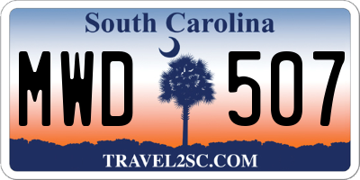 SC license plate MWD507