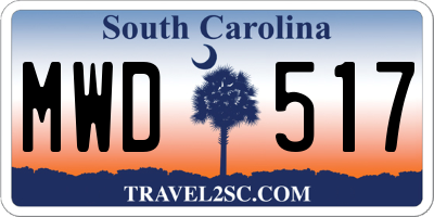 SC license plate MWD517